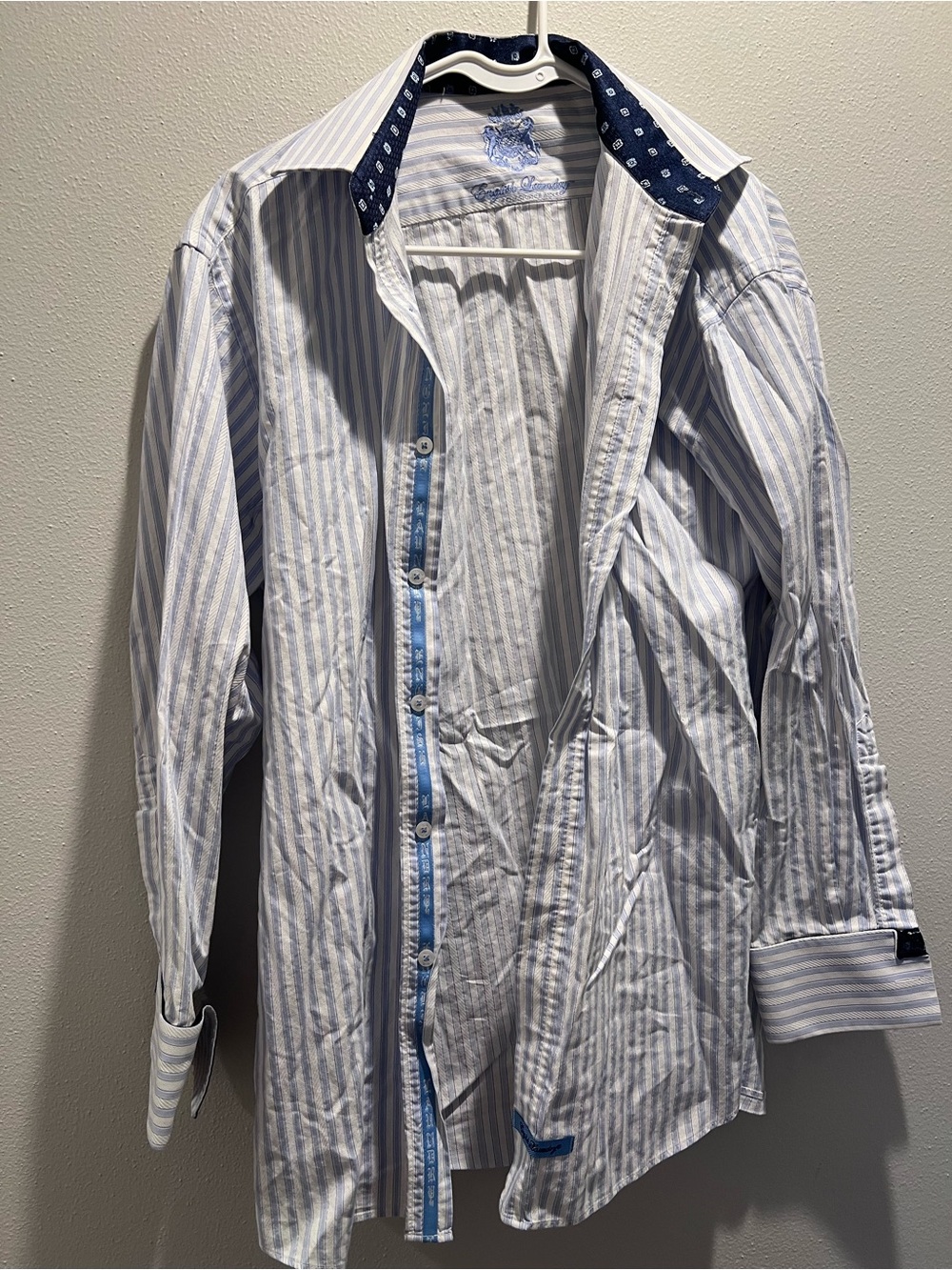 English Laundry Blue and White Striped Button-Down Shirt
